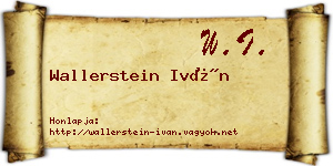 Wallerstein Iván névjegykártya